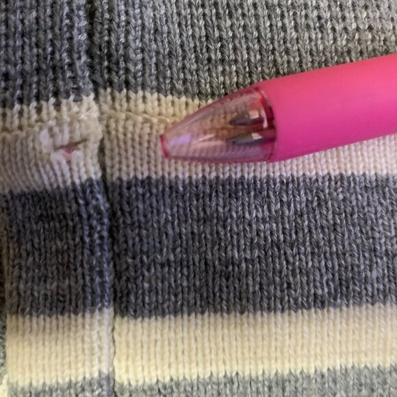 J.Crew KD6774 grey white stripe merino wool sweater cardigan coat XS 0 - Picture 7 of 16